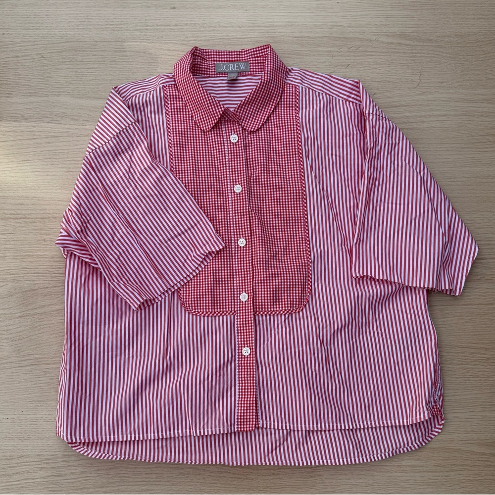 J. Crew Red Casual Button Down Shirt with Striking Design